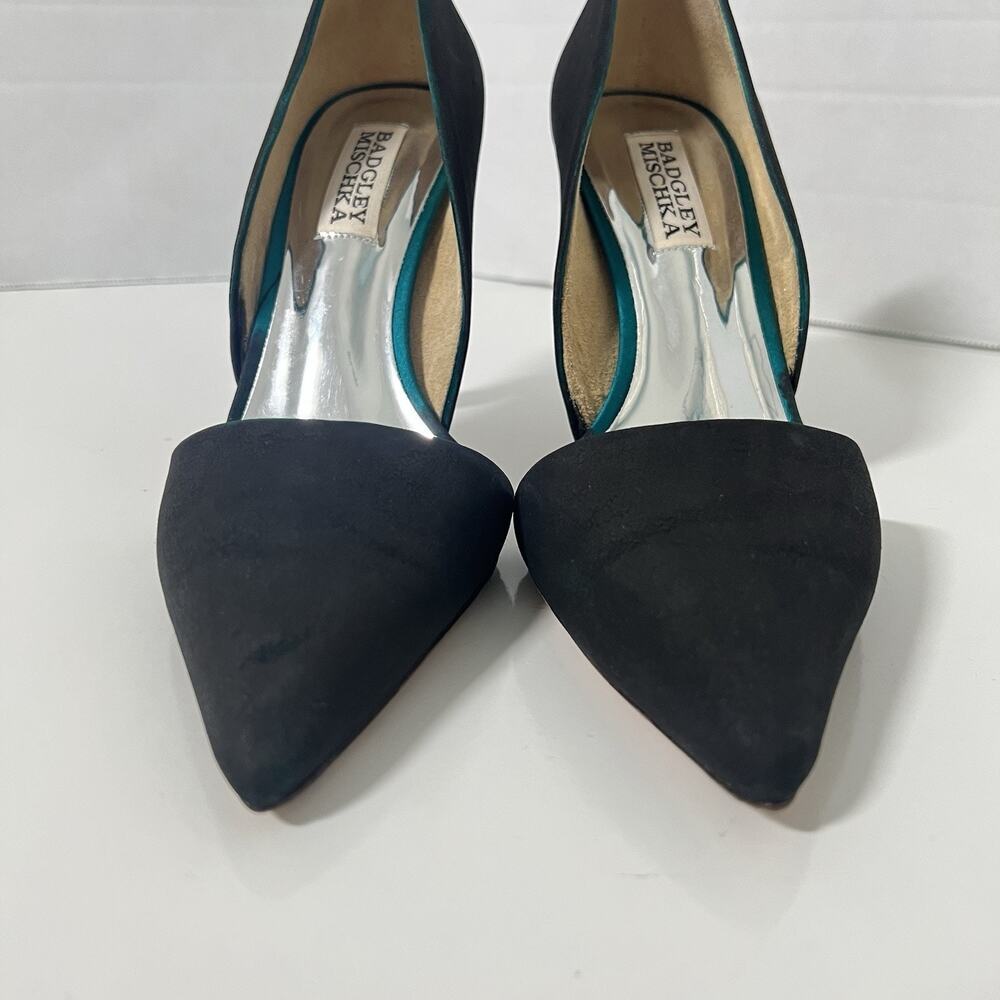 Badgley Mischka Emily Satin d'Orsay Pumps Size 6 Crystal Studded Stilettos - Picture 5 of 12